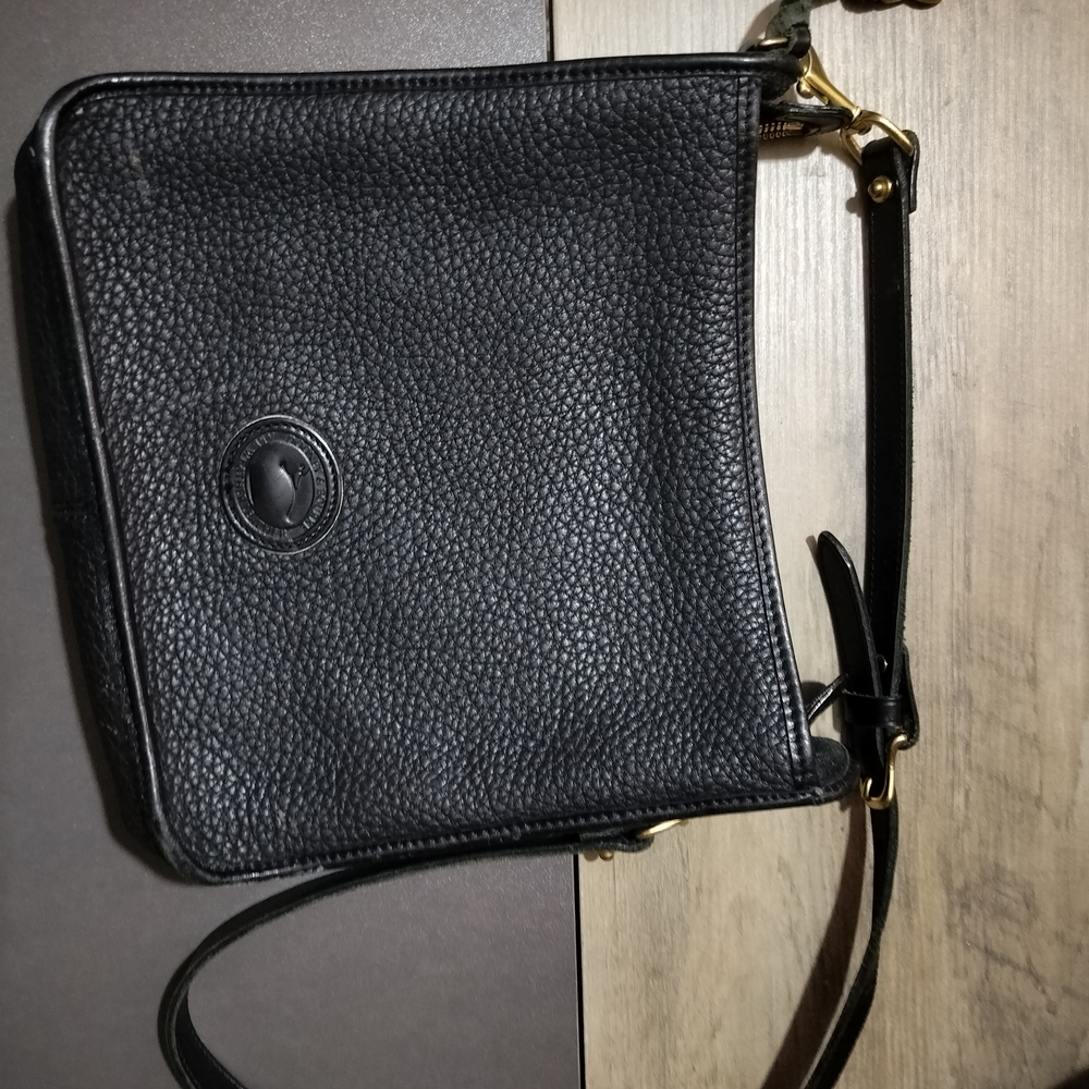 Dooney & Bourke Black Pebbled Leather Crossbody Bag with Gold Hardware